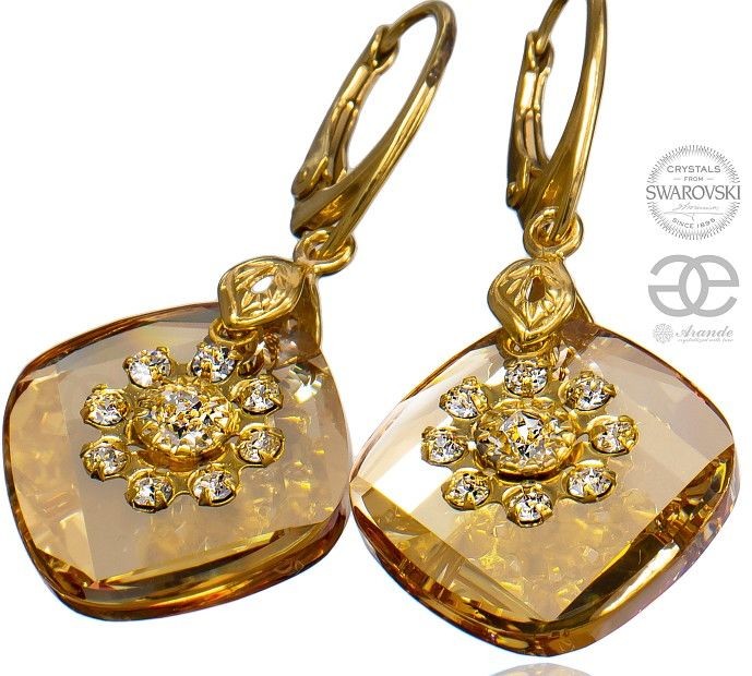 Swarovski PIĘKNE KOLCZYKI METRO FLOW GOLD ZŁOTE SREBRO