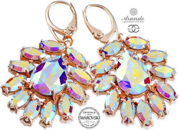 Swarovski Przepiękne Kolczyki Aurora Azure Rose Gold