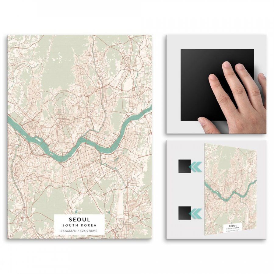 Pix4home Plakat metalowy Mapa Vintage Seul M POS-M-03612
