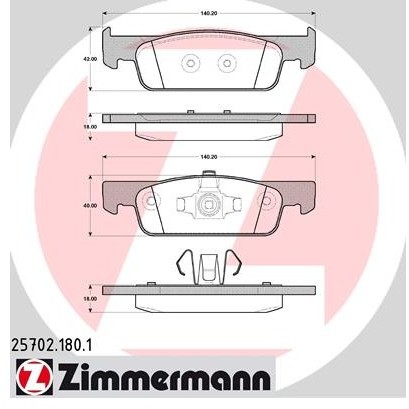 ZIMMERMANN Zestaw klocków hamulcowych, hamulce tarczowe 25702.180.1