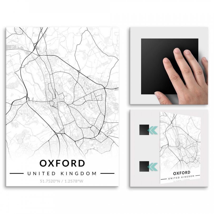 Pix4home Plakat metalowy Mapa B&W Oxford M POS-M-04035