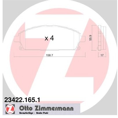 ZIMMERMANN Zestaw klocków hamulcowych, hamulce tarczowe 23422.165.1