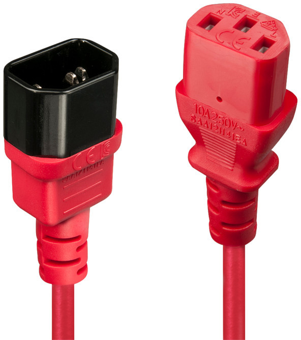 Lindy Lindy 30476 Przedłużacz zasilający IEC C14 IEC C13 czerwony 0,5m LY-30476