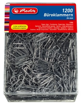 Herlitz 8859134 spinacze biurowe 26 mm, 1200 sztuk w praktycznym opakowaniu 10411007
