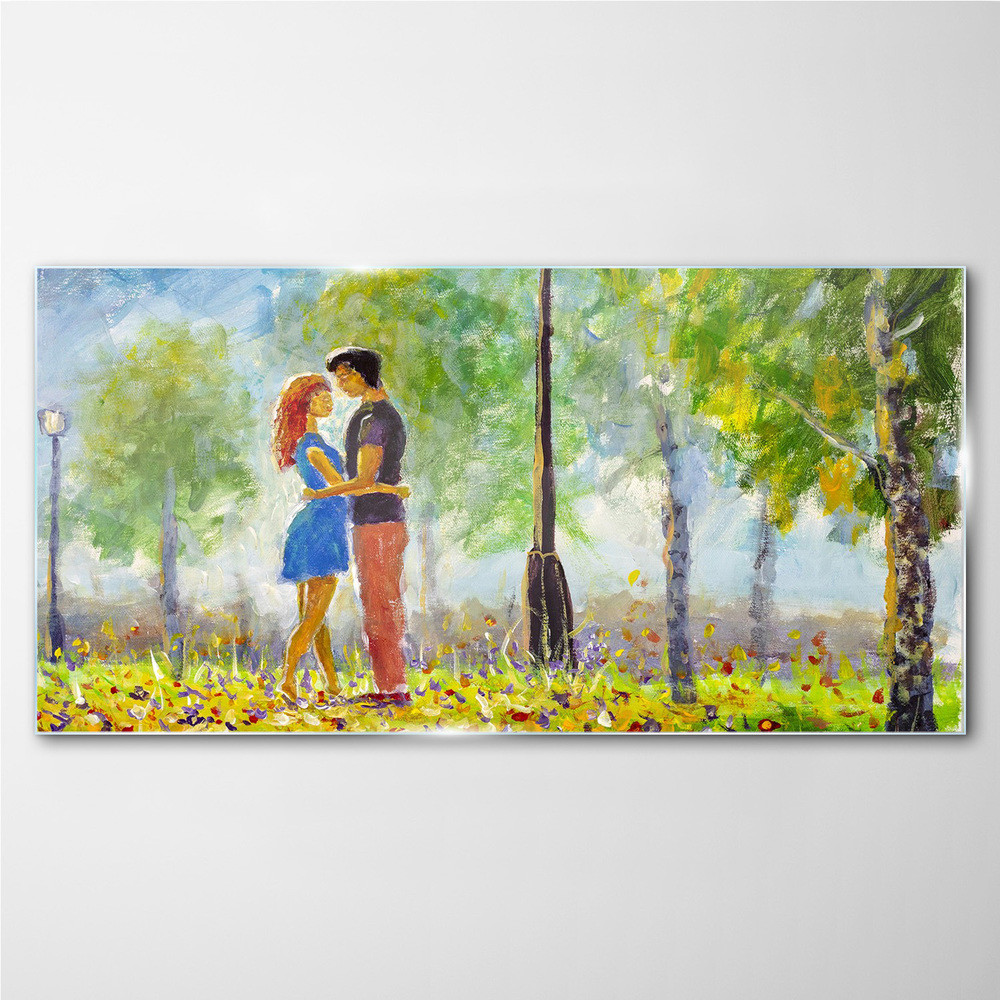 PL Coloray Obraz na Szkle park drzewa kwiaty para 120x60cm