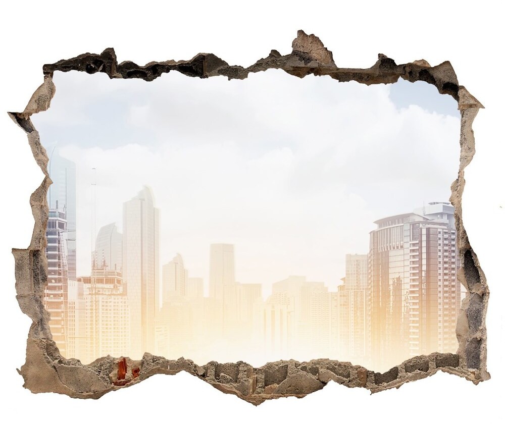 Wallmuralia.pl Fototapeta dziura na ścianę 3d Drapacze chmur