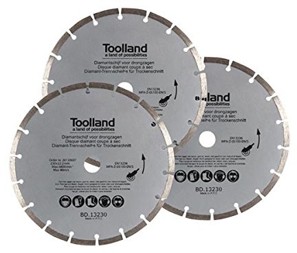 Toolland bd13230 diamentowe tarcze tnące zestaw, średnica 230 MM, segmentowa (zestaw 3 szt.) BD13230