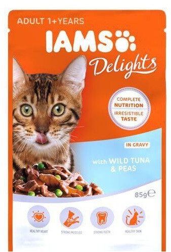 Iams Cat Adult All Breeds Tuna & Peas In Gravy 85 g DARMOWA DOSTAWA OD 95 ZŁ!