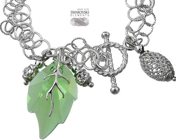 Swarovski Arande ozdobna bransoletka GREEN LEAF SREBRO 4325819861