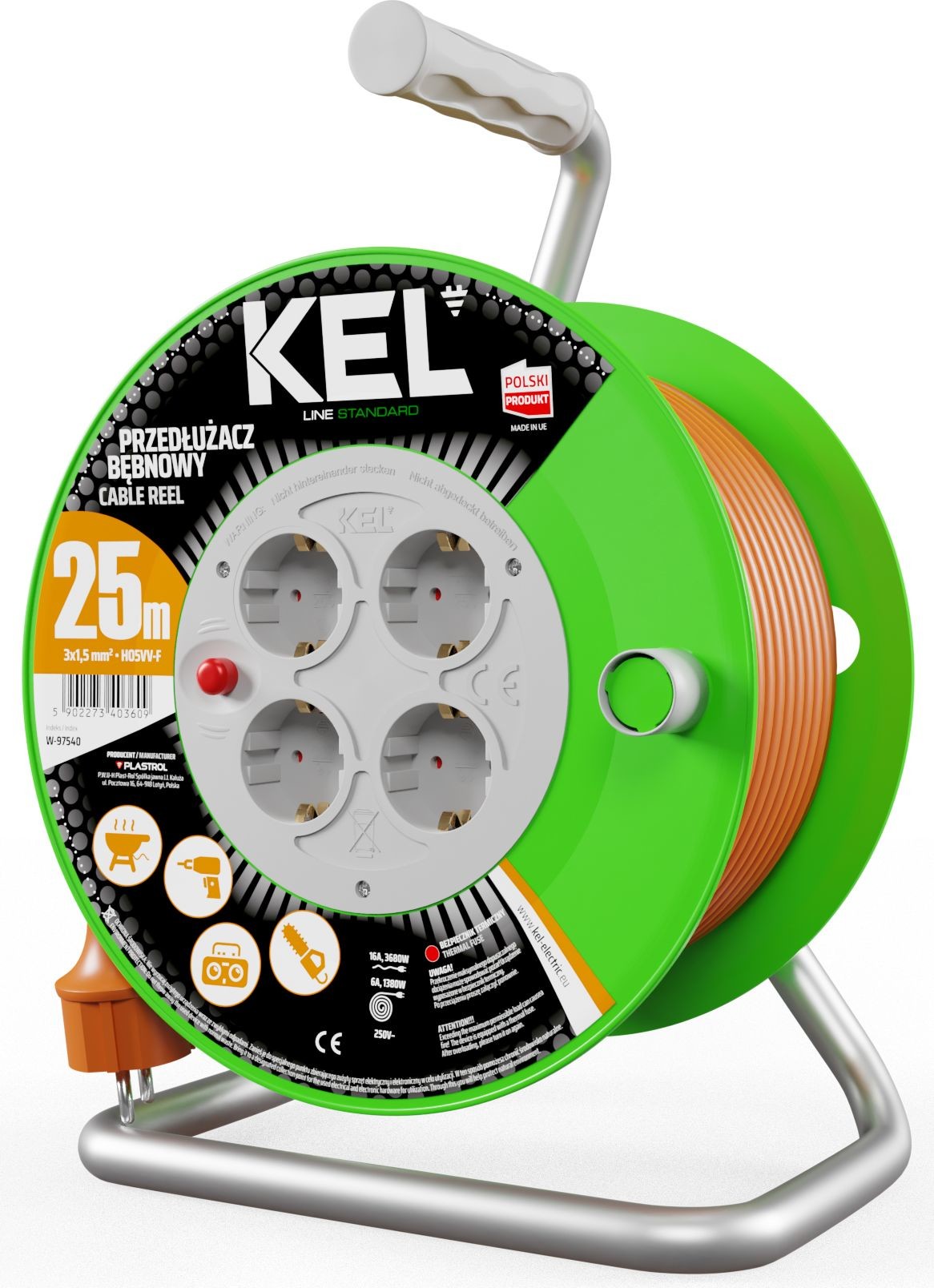 PLASTROL STANDARD LINE schuko IP20 25m H05VV-F W-97540