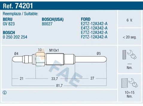 świeca żarowa FAE 74201