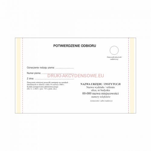 Firma Krajewski Zwrotne potwierdzenie odbioru / według wzoru klienta ZPO-U