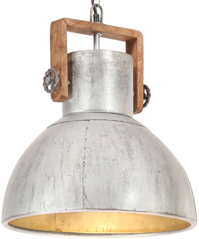 VidaXL Industrialna lampa wisząca, 25 W, srebrna, okrągła, 40 cm, E27 320529