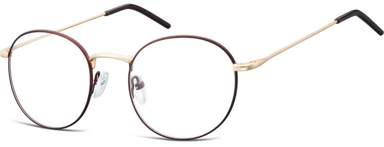 SUNOPTIC Lenonki okrągłe Okulary oprawki optyczne 938B brązowo - złote
