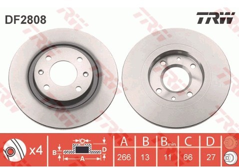 TRW Tarcza hamulcowa DF2808