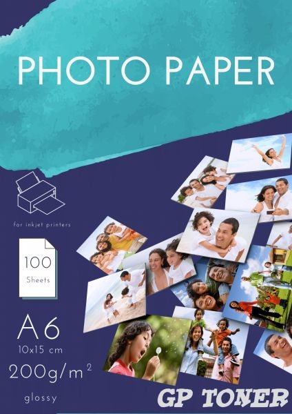Gp toner Papier Fotograficzny Błyszczący 10x15 A6 4R 200g 100 szt PAP-A6-FOTO200 x2 PAP-A6-FOTO200 x2