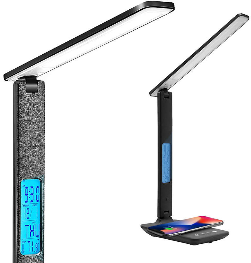 Baseus Lampa biurkowa Alogy LED ładowarka indukcyjna Qi 10W z wyświetlaczem Czarna 10657X1