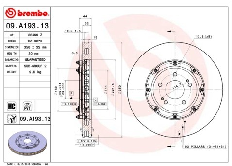 BREMBO Tarcza hamulcowa (1 sztuka) 09.A193.13
