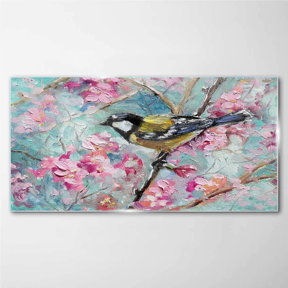 PL Coloray Obraz na Szkle kwiaty zwierzę ptak 100x50cm