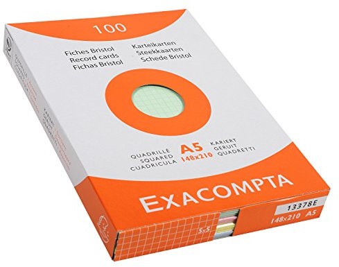 Exacompta na telefon komórkowy 100 fiszek w kratkę 5 X 5, nie z otworami, 148 X 210 MM, sortowane 13378E