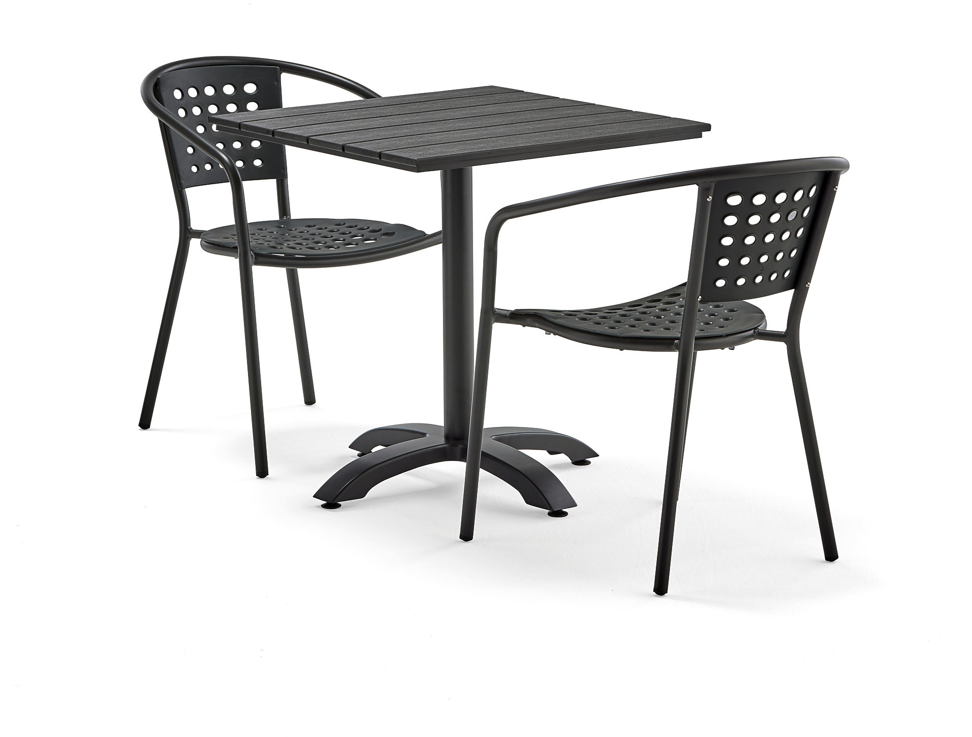 AJ Produkty Zestaw mebli zewnętrznych PIAZZA + CAPRI, 1 kwadratowy stół + 2 czarne krzesła
