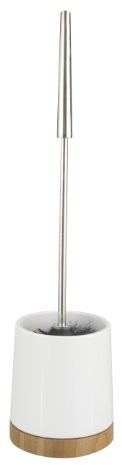 Wenko WENKO 17676611 deska sedesowa komplet Bamboo  uchwyt na szczotkę do WC, ceramika, 10.8 x 42 x 10.8 cm, biały 17676100
