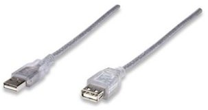 Manhattan Kabel USB USB 2.0 A-A M/F 1,8m srebrny KKMHKUEU0010