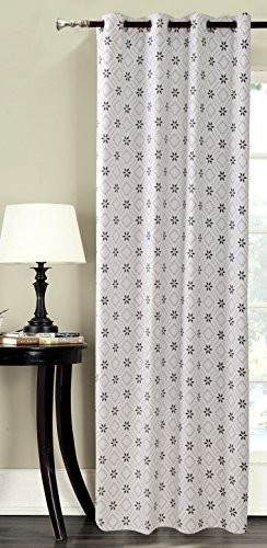 DecoKing Zasłona  Premium 94440 140x245 biała zasłona z otworami okutymi obręczami dekoracja okienna kwiaty kwiaty wzór nieprzejrzysta Czarny hypnosis Snowy Night ZAS/HYPNOSIS/SNOWY2