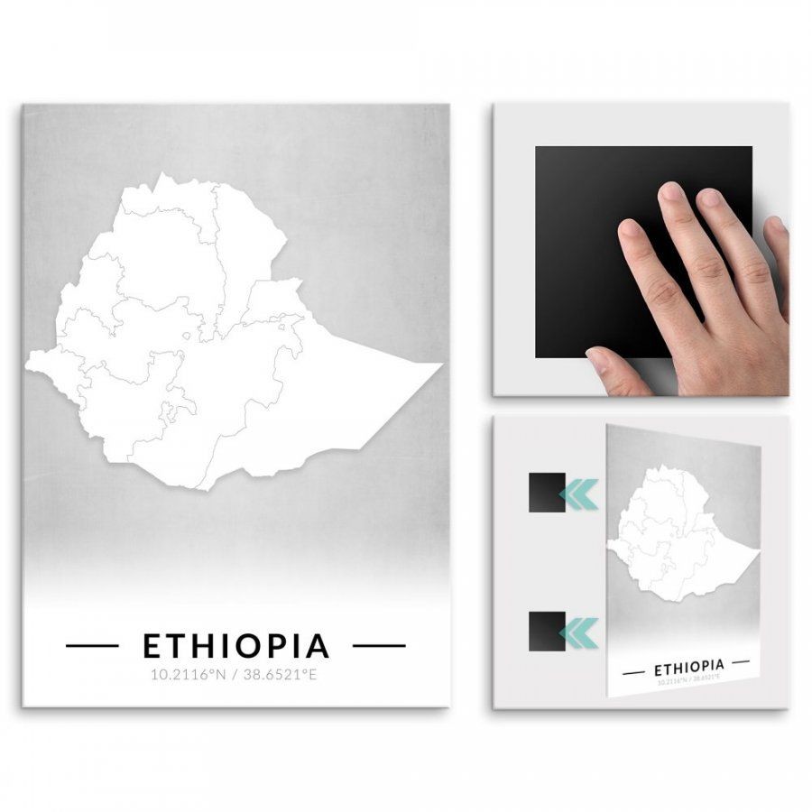 Pix4home Plakat metalowy Mapa B&W Etiopia L POS-L-03929