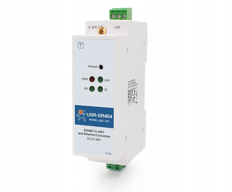 USR-DR404 konwerter RS485 Ethernet / WiFi DIN-rail