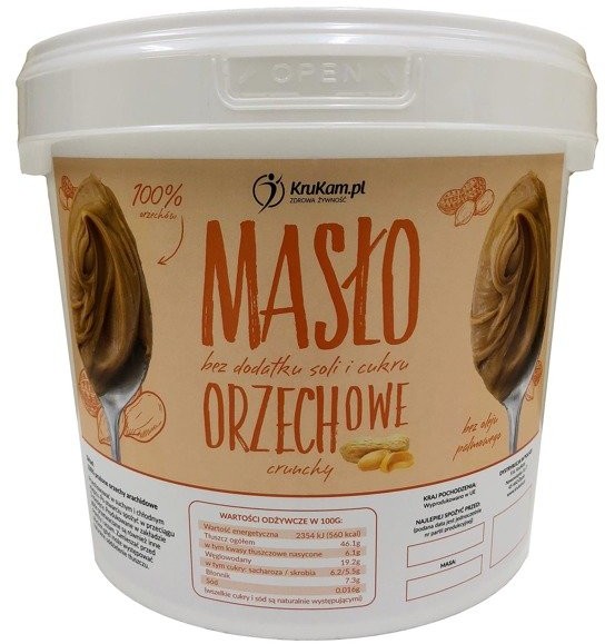 KruKam Masło Orzechowe Crunchy 100% wiadro 5kg