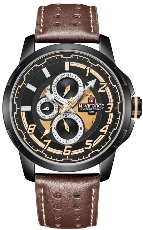 Naviforce ZEGAREK MĘSKI NAVIFORCE NF9142 (zn087b) black/br. + BOX NF9142 BYDBN