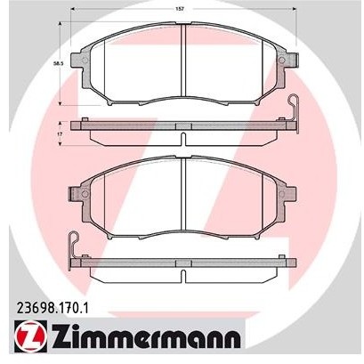 ZIMMERMANN Zestaw klocków hamulcowych, hamulce tarczowe 23698.170.1