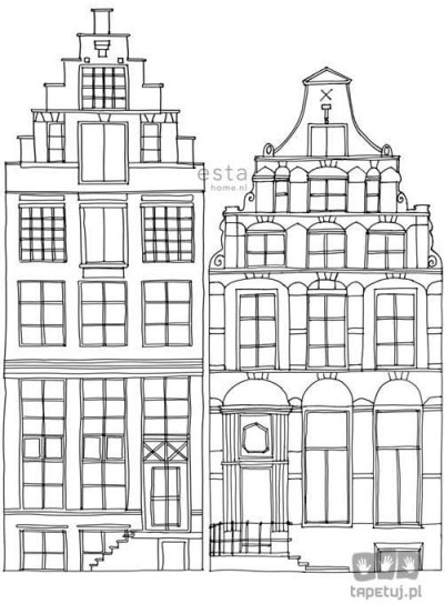 Esta Home Fototapeta na flizelinie kreślone kamienice czarno biała 158834_opcje