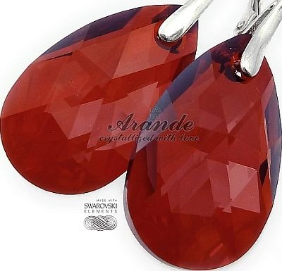 Swarovski Kolczyki Red Magma Srebro Certyfikat