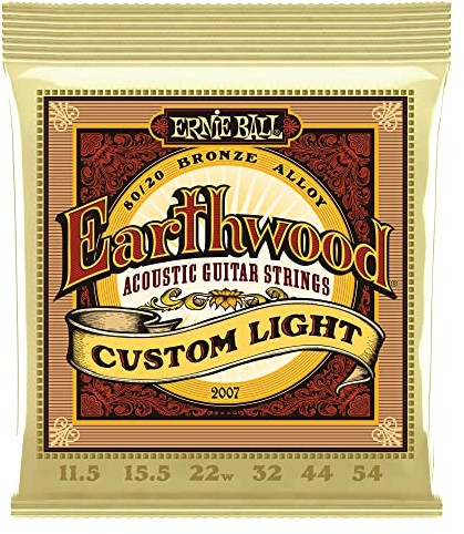 Ernie Ball Earthwood niestandardowe lekkie 80/20 struny do gitary akustycznej z brązu - rozmiar 11,5-54 P02007
