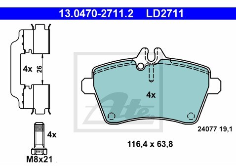 ATE Klocki hamulcowe ATE 13.0470-2711.2