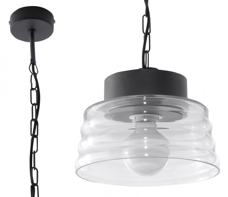 Sollux Lighting LAMPA wisząca SL.241 szklana OPRAWA zwis przezroczysty grafitowy