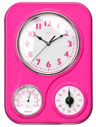 Premier Housewares Zegar ścienny z wyświetlaczem temperatury i timer Hot Pink 2200546