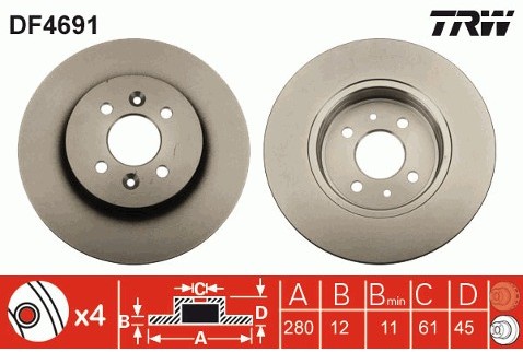 TRW Tarcza hamulcowa DF4691