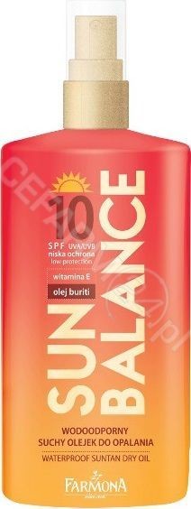 Sun Balance Wodoodporny suchy olejek do opalania SPF10 150ml