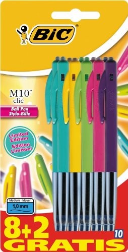 BIC M10 Clic ball point Pen, sortowane kolorystycznie, 10 sztuki 893583
