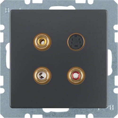 Berker Q1/Q3/Q7 antracyt gniazdo 3 x Cinch/S-Video B_3315326086