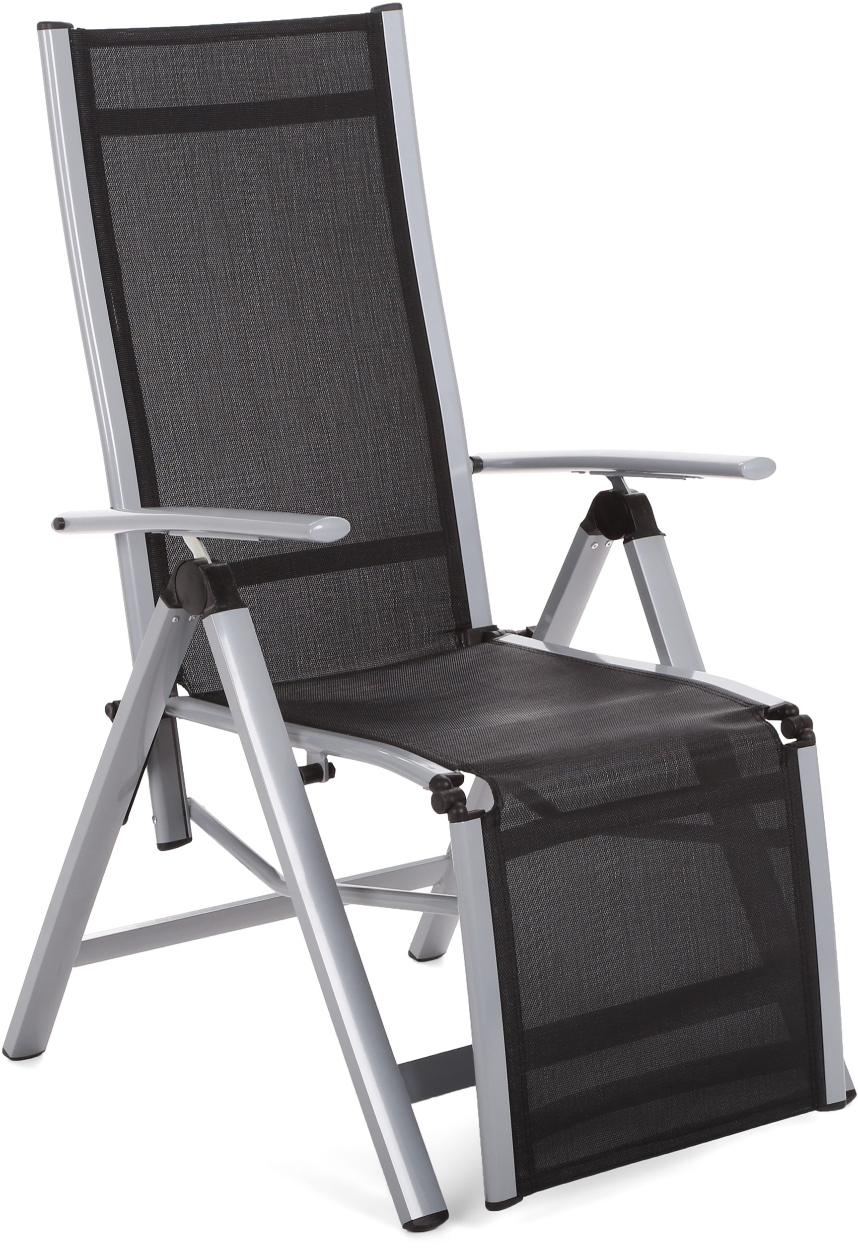 HOME & GARDEN Krzesło ogrodowe aluminiowe Ibiza Relax Silver / Black 874945