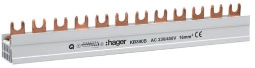 Hager Szyna grzebieniowa kołkowa 3P 16 mm2 57M,KB380B KB380B