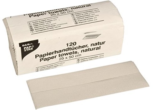 PAPSTAR Papstar, składane na 120 arkuszy papieru ręcznik do rąk 50 cm x 25 cm naturalny C-, 1-warstwowe, # 17203 17203