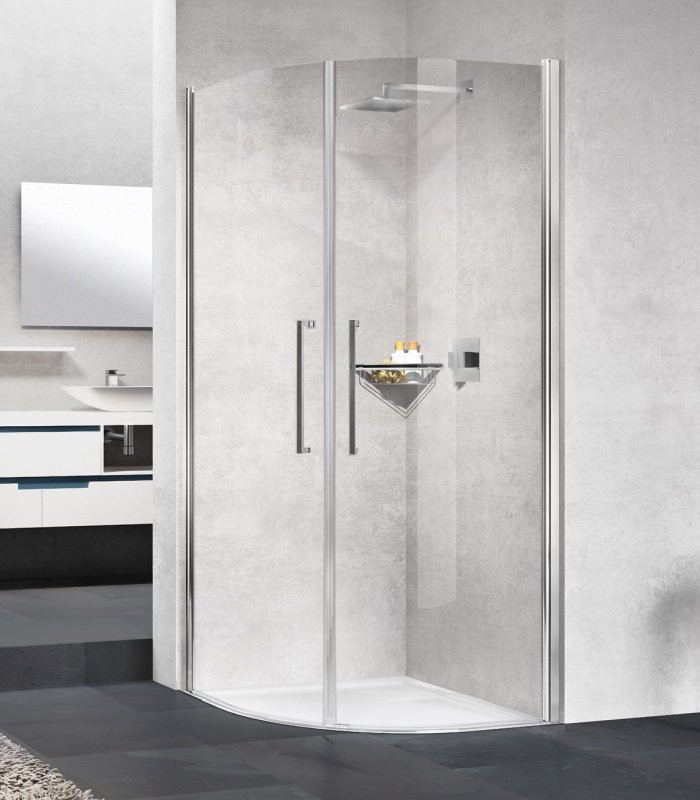 Novellini Young 2.0 R2 LUX półokrągła 100x100x200 cm drzwi uchylne szkło przezroczyste Y2R2100-1K