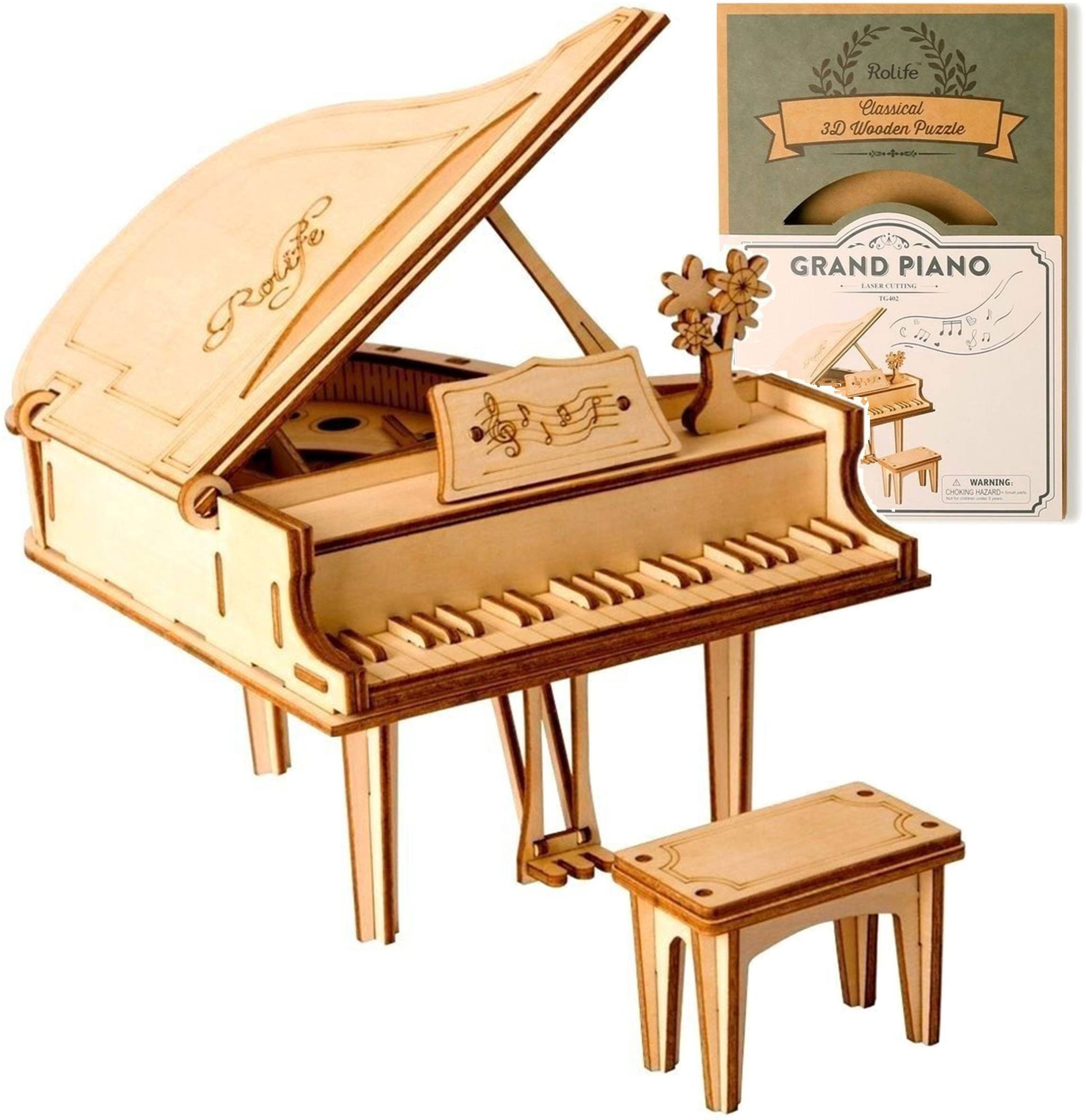 Robotime Technology (Suzhou) CO.,LTD. Drewniany Model Puzzle 3D Pianino TG402
