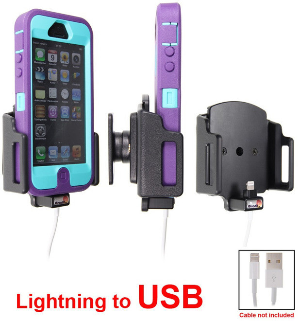 Brodit AB Uchwyt do Apple iPhone 5 & iPhone 5S & iPhone SE w futerale z możliwością wpięcia kabla lightning USB 514437