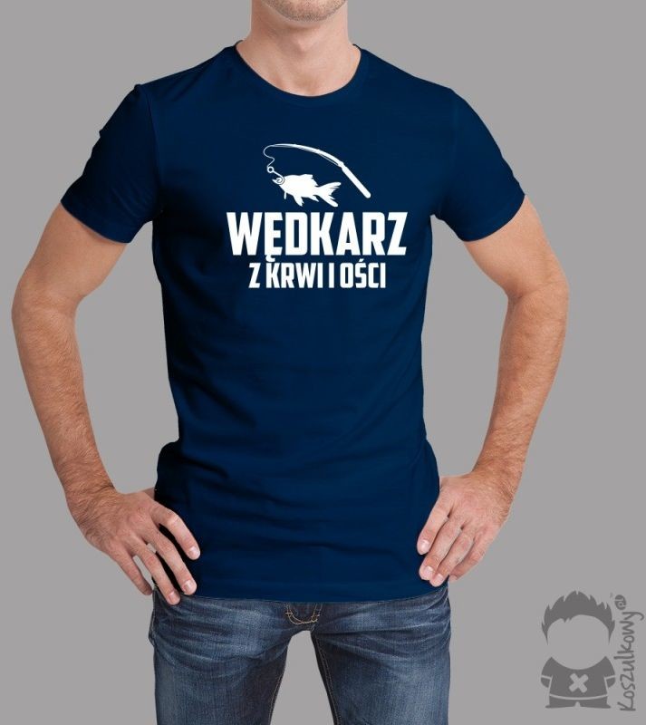 Wędkarz z krwi i ości - męska koszulka z nadrukiem